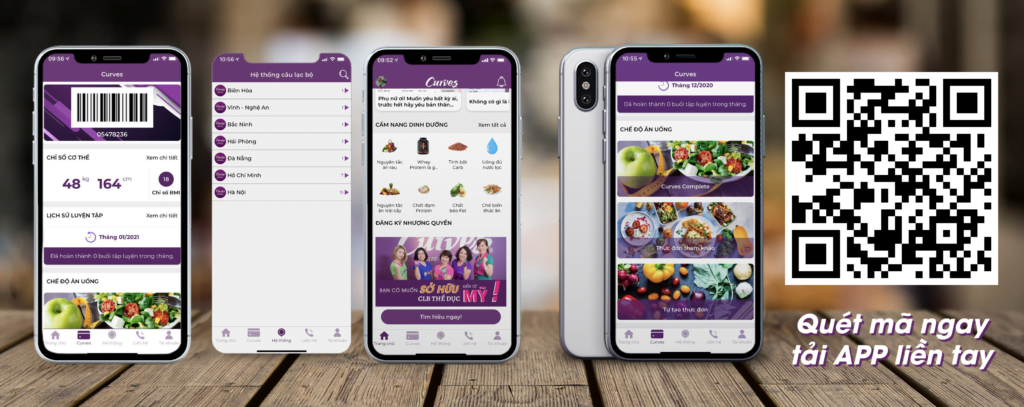 tải ngay app Curves VIE để Curves để có những bữa ăn nhanh chóng và đầy đủ dinh dưỡng mà không tốn nhiều thời gian hay stress để nghĩ hôm nay ăn gì!